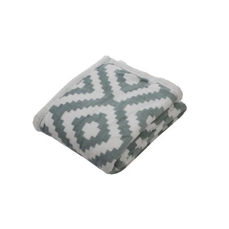 BLACKOUT 365 Kensie CHDGM=6 /14381 Fleece Sherpa Throw Blanket Warm Cover For Your Bed  Couch  and Sofa - Geometric - 50"W x 60"L - Grey CHDGM=6 /14381